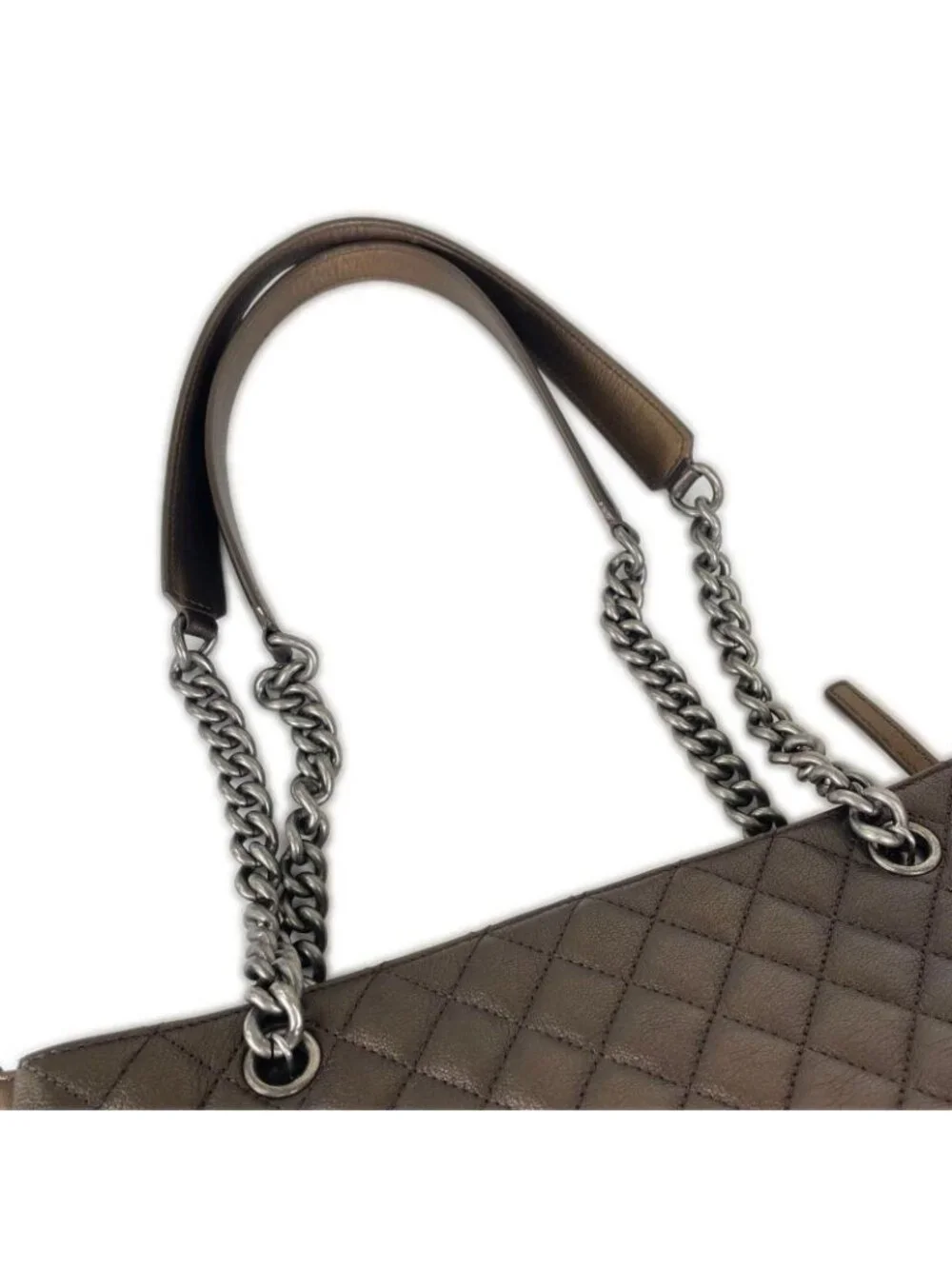 Chanel Quilted Tote Caviar Leather Brown Silver - Picture 5 of 14